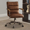 Executive Office Chair | Metal & Top Grain Leather | Retro Brown