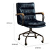 Metal & Leather Executive Office Chair, Vintage Blue