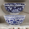 Set Of 2 Ceramic Bowls, Blue And White, By Casagear Home