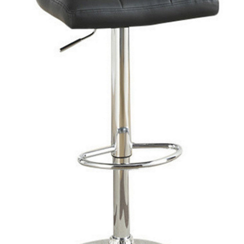 Armless Chair Style Bar Stool With Gas Lift Black And Silver Set of 2 By Poundex PDX-F1565