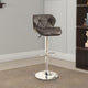 Barstool | Gas Lift | Tufted Leather | Set of 2 | Dark Brown