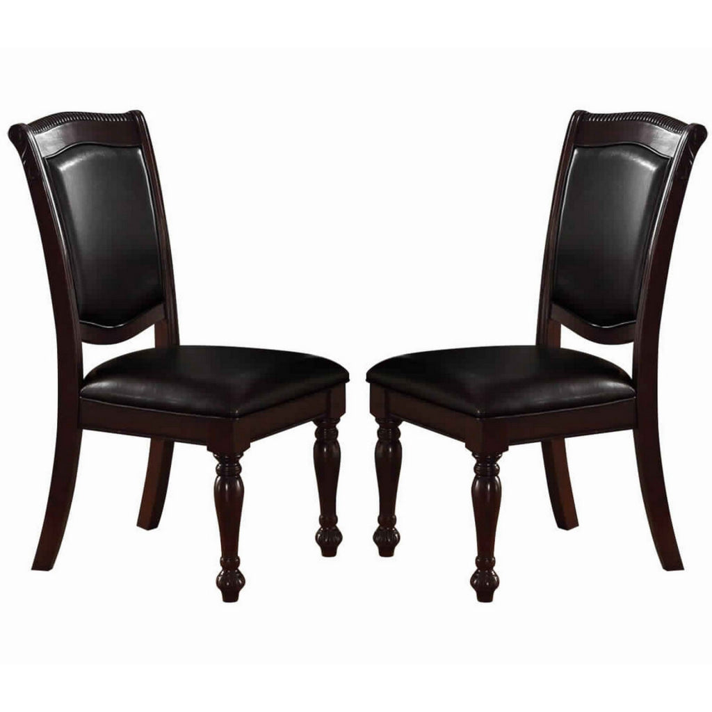 Set Of 2 Rubber Wood Traditional Dining Chair Dark Brown And Black PDX-F1729