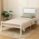Twin Bed | Metal Frame | Leather Upholstered Headboard | White