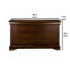 6 Drawer Wooden Dresser with Antique Pulls and Molded Top Brown By Casagear Home BM171939