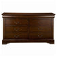 6 Drawer Wooden Dresser with Antique Pulls and Molded Top, Brown By Casagear Home