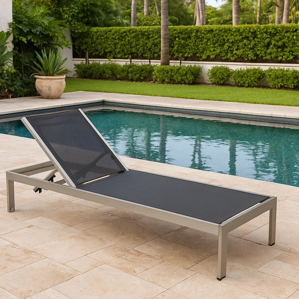 Patio Lounger | Anodized Aluminum | Modern Style | Black