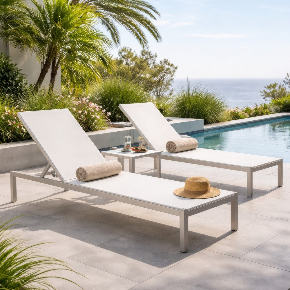Patio Lounger | Anodized Aluminum | Modern Style | White