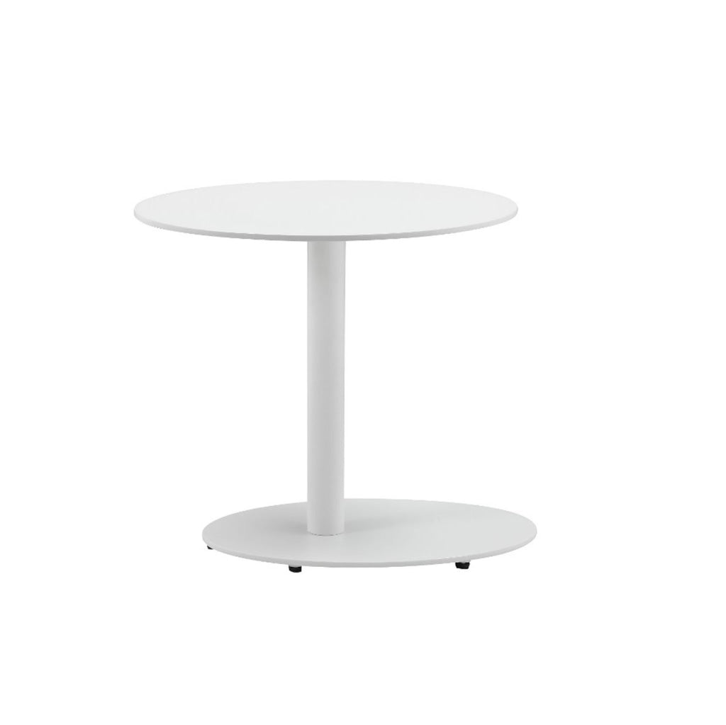 Modern Metal Outdoor Side Table With Oval Top and Base White BM172103