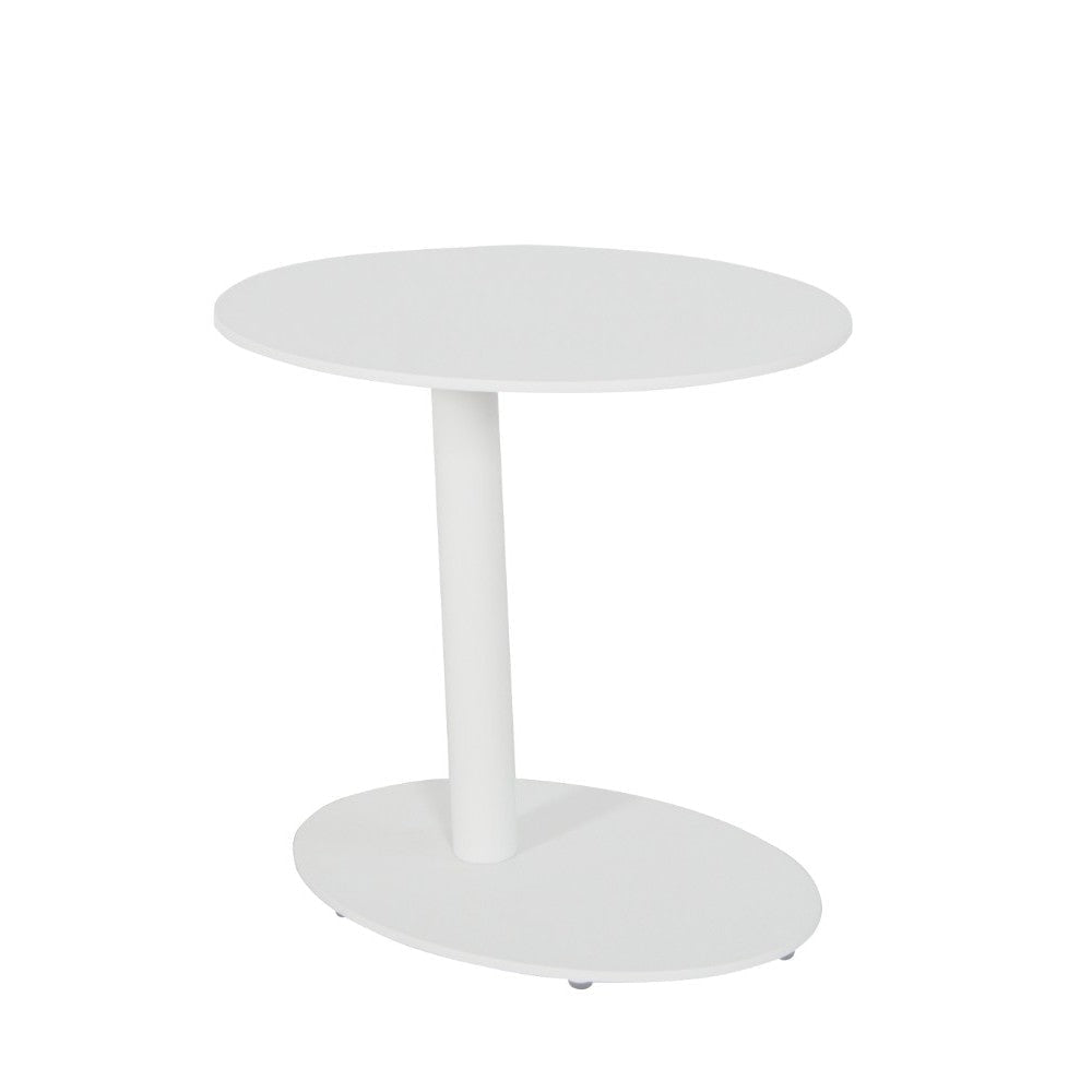 Outdoor Side Table | Metal | Oval Top & Base | White