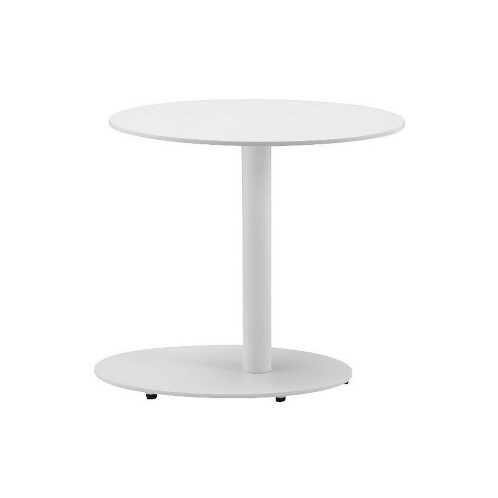Outdoor Side Table | Metal | Oval Top & Base | White