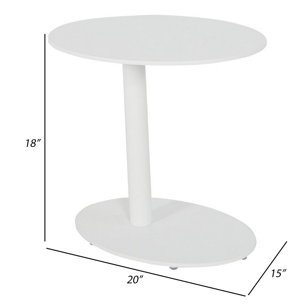 Outdoor Side Table | Metal | Oval Top & Base | White BM172103