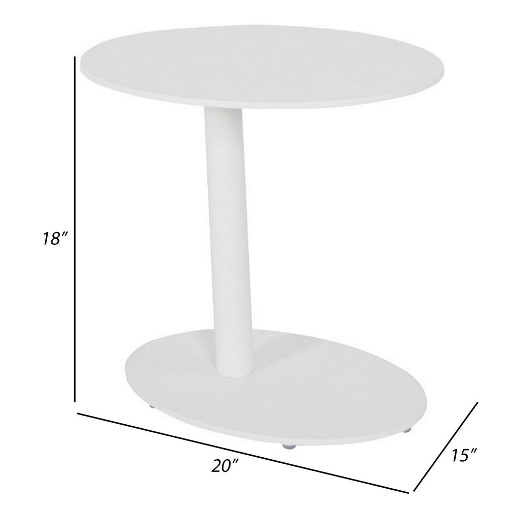 Outdoor Side Table | Metal | Oval Top & Base | White