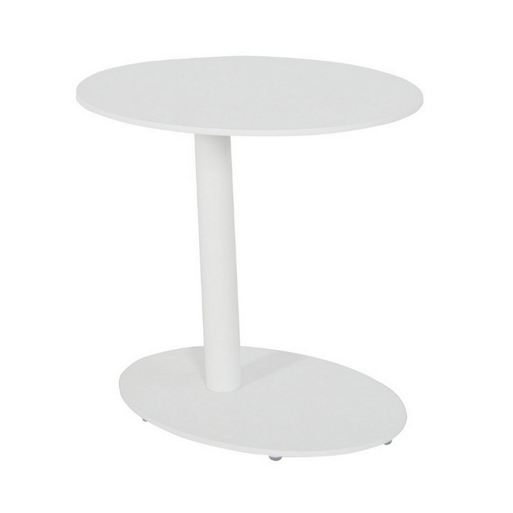 Outdoor Side Table | Metal | Oval Top & Base | White