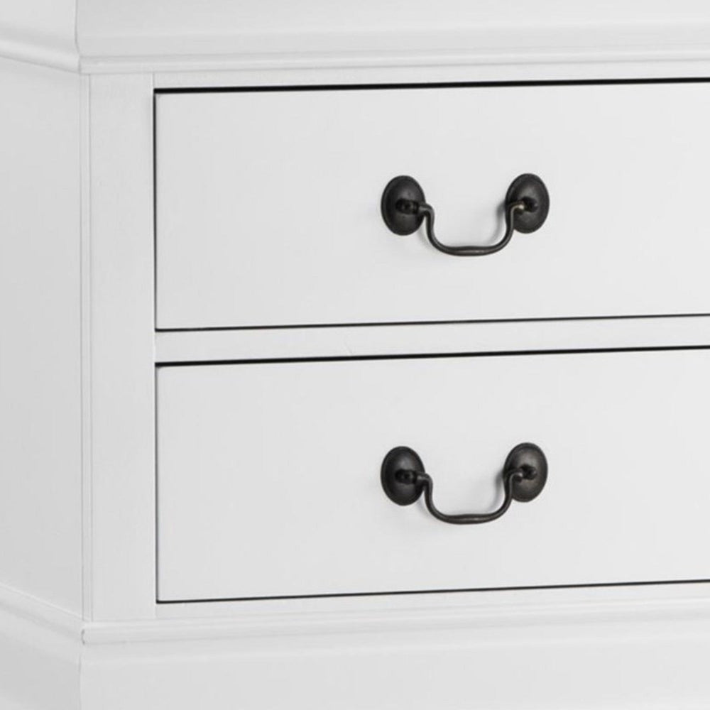 Wooden Night Stand With 2 Spacious Drawers White HME-2147W-4