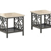 3 Piece Faux Marble Top Table Set With Decorative Metal Frame Cream & Gray HME-3580-31