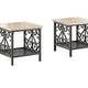 3 Piece Faux Marble Top Table Set With Decorative Metal Frame Cream & Gray HME-3580-31