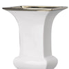 Ceramic Decorative Urn With Rectangular Opening, Large, White & Silver By Casagear Home