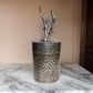 21 Inch Lidded Metal Jar, Textured Body, Branched Finial, Silver By Casagear Home