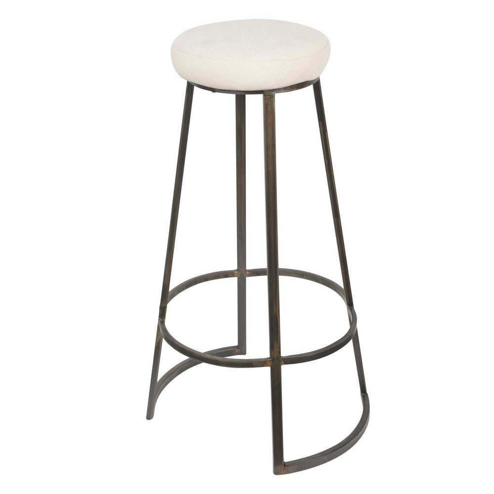 Metal Framed Backless Counter Stool With Polyester Seat Black & White By Casagear Home BM181062