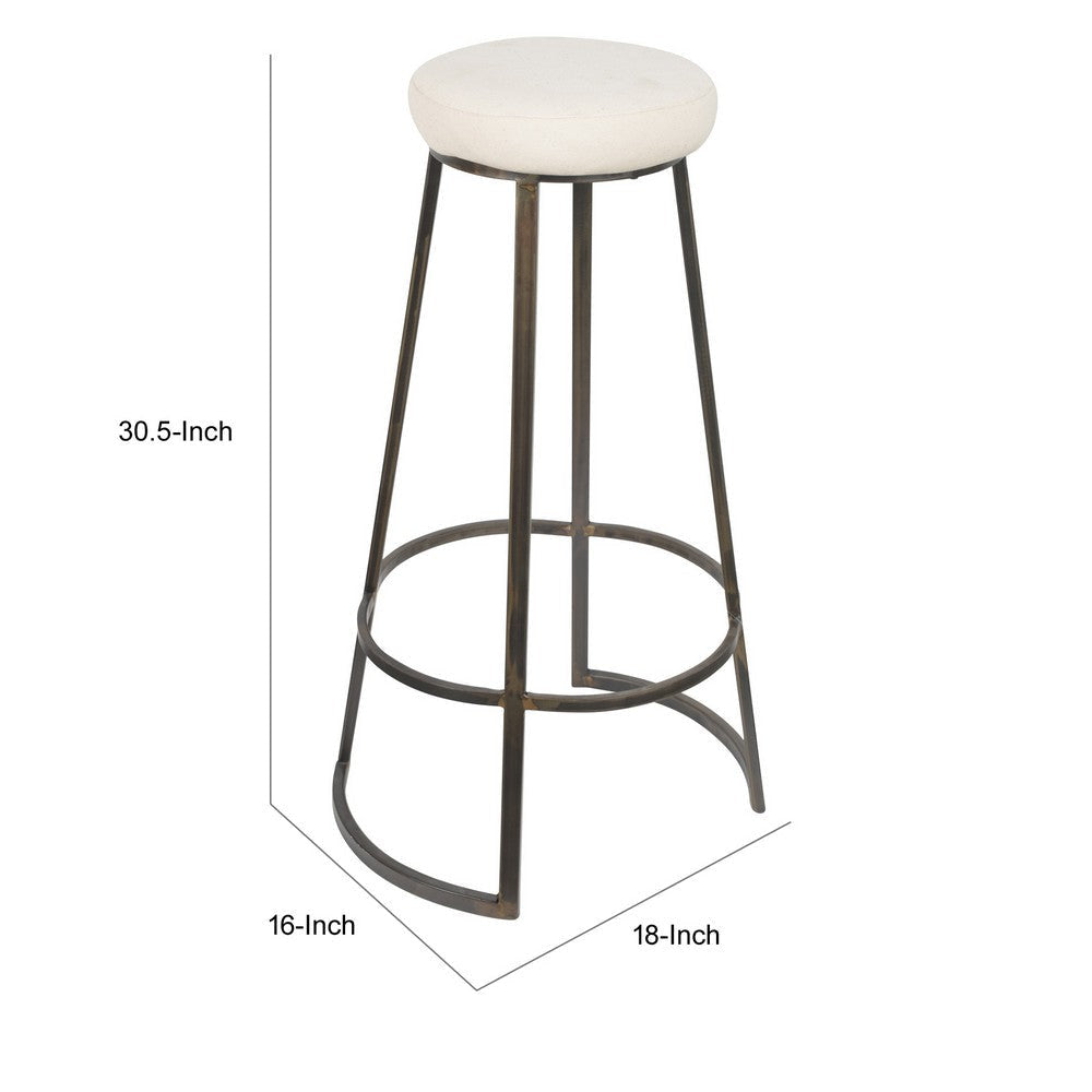 Metal Framed Backless Counter Stool With Polyester Seat Black & White By Casagear Home BM181062