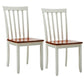 Wooden Seat Dining Chair with Slatted Backrest Set of 2 Brown and White by Casagear Home BM183360