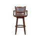 Nailhead Trim Faux Leather Upholstered Barstool with Wooden Arms, Dark Brown by Casagear Home