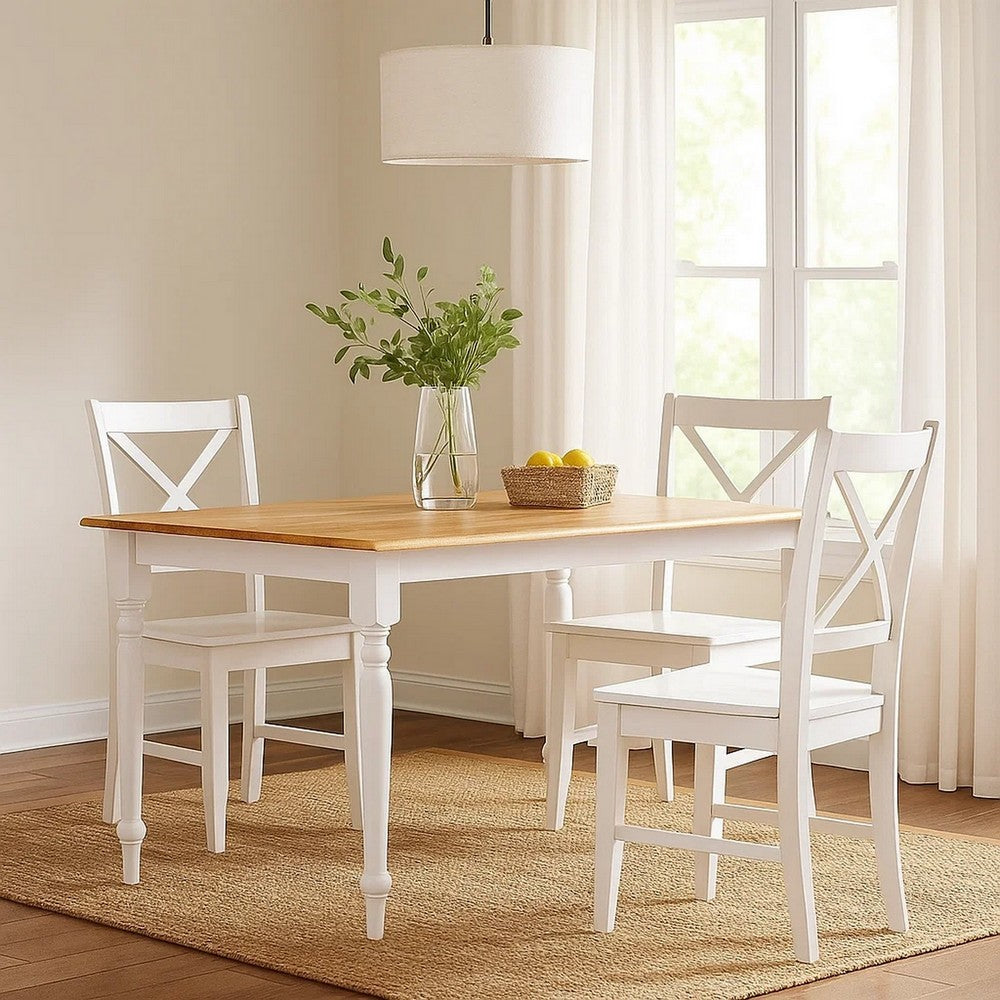Dining Table | Rectangular | Turned Legs | Brown & White