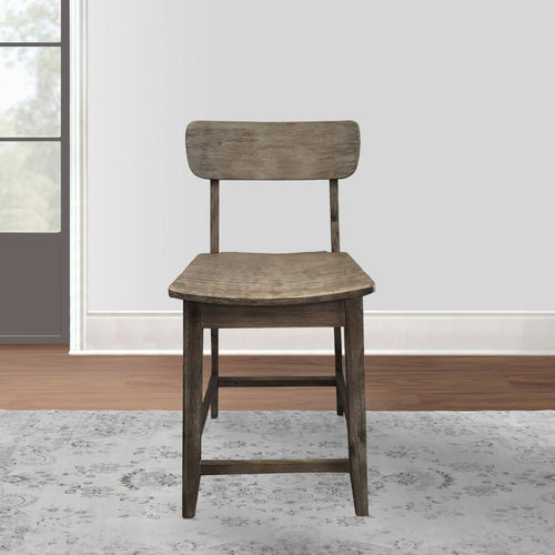 Counter Stool | Wood Frame | Cut Out Back | Curved Seat | Gray