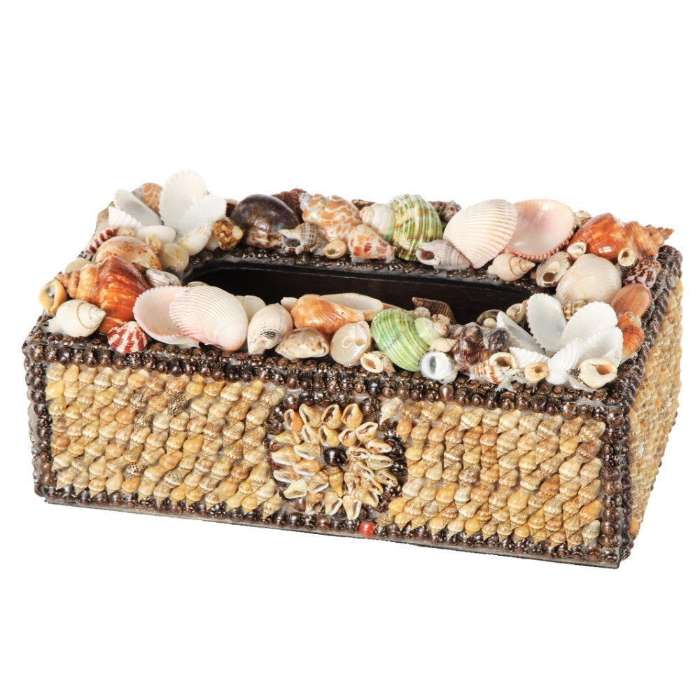 Tissue Box | Decorative Plywood | Seashells | Multicolor