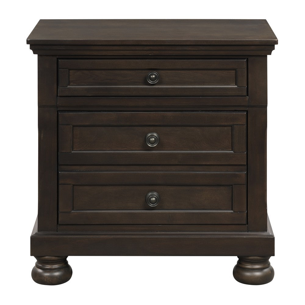 Nightstand Chest | Mid-Century | Hidden Drawer | Dark Brown