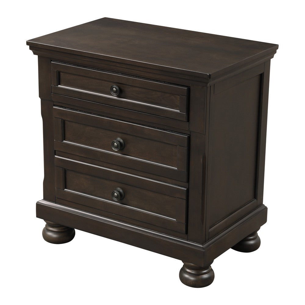 Nightstand Chest | Mid-Century | Hidden Drawer | Dark Brown