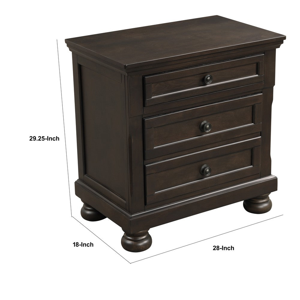 Nightstand Chest | Mid-Century | Hidden Drawer | Dark Brown