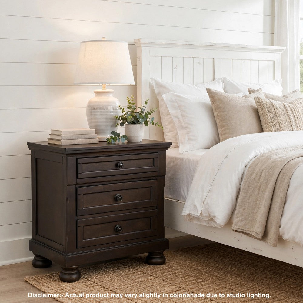 Nightstand Chest | Mid-Century | Hidden Drawer | Dark Brown