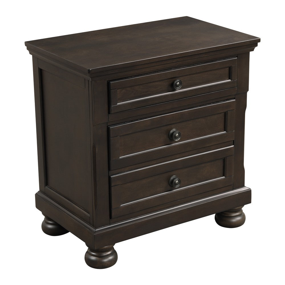 Nightstand Chest | Mid-Century | Hidden Drawer | Dark Brown
