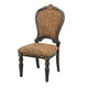 Wooden Tuscan Style Side Chair With Fabric Upholstery Set of 2 Cherry Brown By Casagear Home BM186013