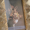 Rectangular Shaped Polyresin Photo Frame with Mirror and Pyramid Like Design , Gold By Casagear Home