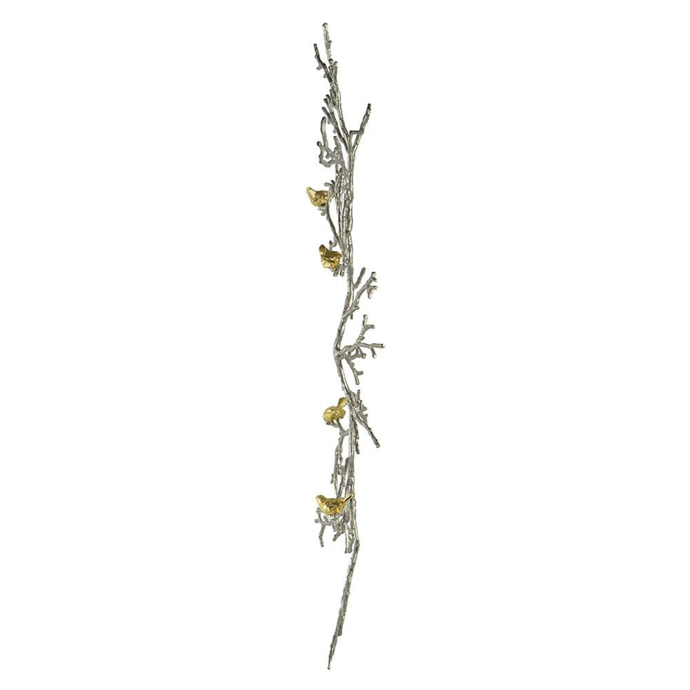 Wall Decor | Branch Shape | Aluminum | 4 Birds | Silver & Gold BM187972