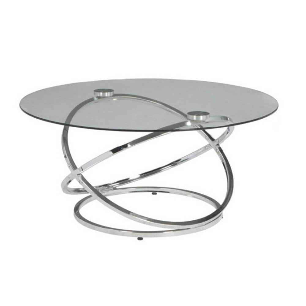 Ashley 3 Piece Conversation Table Set | Glass Top | Metal Ring Base | Clear & Silver BM190116