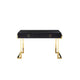 Wooden Two Drawers Writing Desk with Stainless Steel Legs, Black and Gold