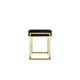Wooden Two Drawers Writing Desk with Stainless Steel Legs, Black and Gold