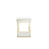Wooden Two Drawers Writing Desk with Stainless Steel Legs, White and Gold