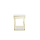 Wooden Two Drawers Writing Desk with Stainless Steel Legs, White and Gold