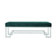 Rectangular Velvet Upholstered Bench with Stainless Steel Base, Green and Gold