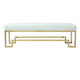 Rectangular Faux Leather Upholstered Bench with Stainless Steel Base, White and Gold