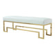 Rectangular Faux Leather Upholstered Bench with Stainless Steel Base, White and Gold