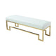 Rectangular Faux Leather Upholstered Bench with Stainless Steel Base, White and Gold