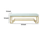 Rectangular Faux Leather Upholstered Bench with Stainless Steel Base, White and Gold