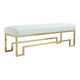 Rectangular Faux Leather Upholstered Bench with Stainless Steel Base, White and Gold