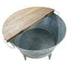 26 inch Accent Round Cocktail Table Tub Like Iron Base Brown Gray Washed White By Casagear Home BM193783