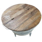 26 inch Accent Round Cocktail Table Tub Like Iron Base Brown Gray Washed White By Casagear Home BM193783